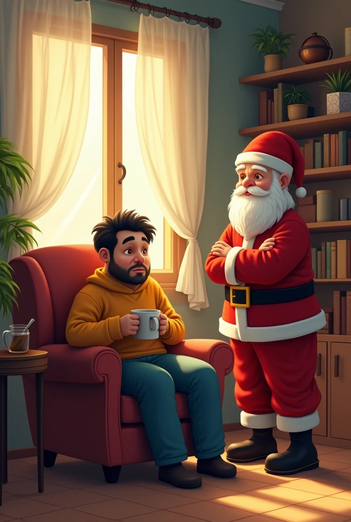  Banta Is Not Feeling Well
Santa: I think you should go to the doctor today.
Banta: Yes, my health is not good today, I will see if it gets better tomorrow, I will go tomorrow.