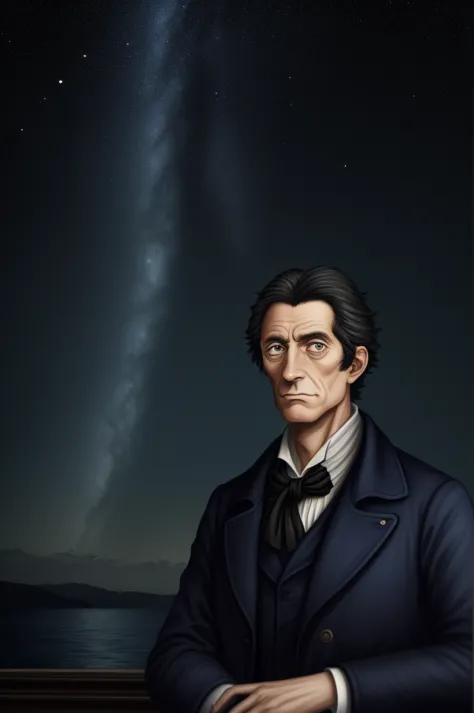 highest quality, masterpiece, high resolution,，（camille desmoulins），（smug face），france，politician，（starry sky and sea_background...