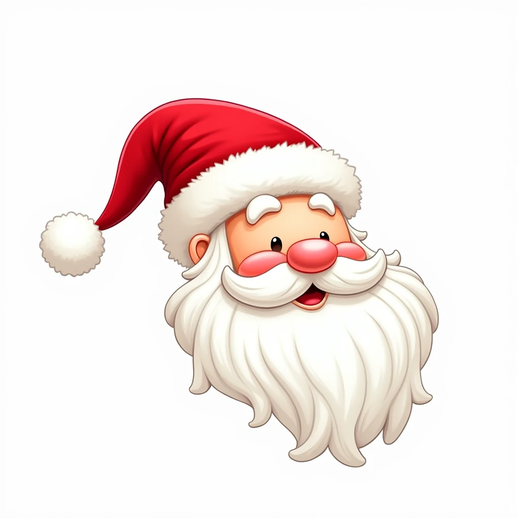 Santa Claus beard and hat, Christmas costume accessory, cartoon style, isolated on white background