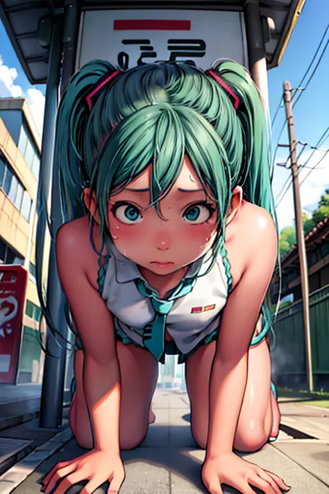 hatsune miku,ultra-realistic painting, excessive art, 8k high quality, detailed art,curvaceous ,random hairstyles、(sweaty),from ...