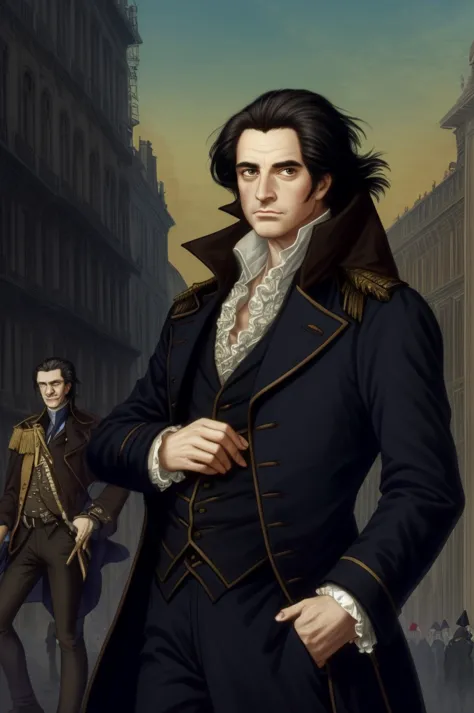 highest quality, masterpiece, high resolution,，（jacques hébert），french，french revolution politician，（french cityscape_background...