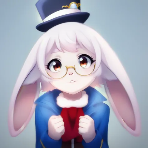 evaluation_all, score_10, score_8_superior, score_7_superior,  emul, rabbit, top hat, glasses, superiorper body, white backgroun...