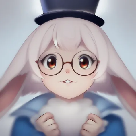 evaluation_all, score_10, score_8_superior, score_7_superior,  emul, rabbit, top hat, glasses, superiorper body, white backgroun...