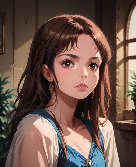 best quality, masterpiece,  (realistic:1.2), 1 girl, brown hair, brown eyes,front, detailed face, beautiful eyes