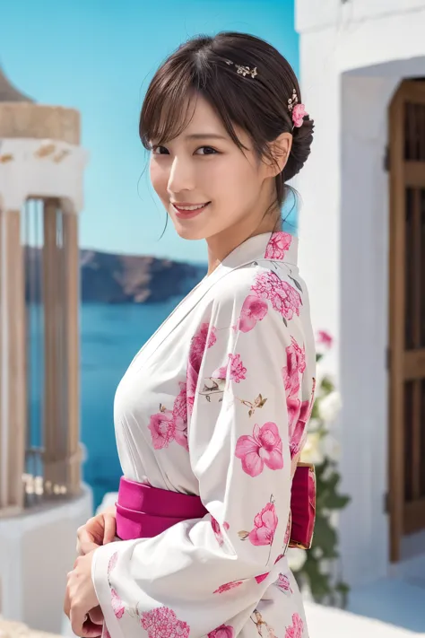 1 person, (wearing a pink floral kimono.:1.2), very beautiful japanese idol portraits, 
(raw photos, highest quality), (realisti...