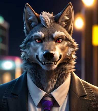 a robust guy, wolf head, ice cream man outfit, gray hair, red eyes, wolf ears, sharp teeth, robust body, posing elegantly, ice cream truck background, knee to head view(solo), best quality, 4k, 8k, highres, masterpiece:1.2, ultra-detailed, realistic, photorealistic, photo-realistic:1.37, HDR, UHD, studio lighting, ultra-fine painting, sharp focus, physically-based rendering, extreme detail description, professional, vivid colors, bokeh solo.