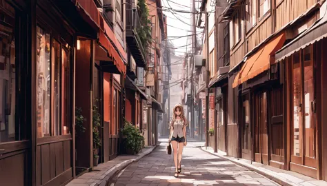 pretty girl walking down the street alone