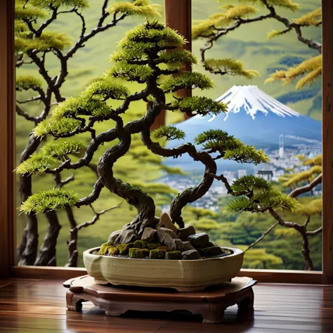 bonsai in japan、mystery、fuji mountain、kimono、castle