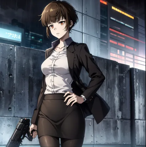 ((1girl)),((alone)),tsunemori akane, (psycho pass),(masterpiece), (best quality), (ultra detailed), (best illustration), (best s...