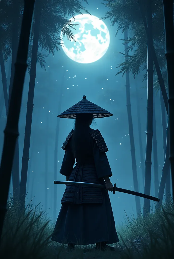 samurai, 1girl, hold a japanese sword, japanese conical hat, battle scene, aesthetic, wide shot, cinematic lighting, ultra wide ...