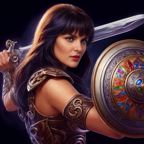 xena, (best qualityer, ultra details), (realisitic:1.37), beautiful and detailed face, ultra-realisitic texture, exquisite face,...