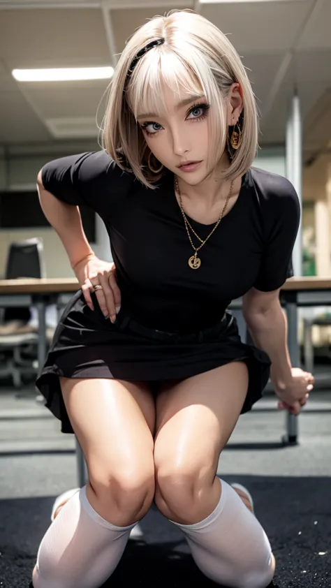 wearing a short miniskirt、hole々and dominant beautiful mature white women, the thighs are thick and large, he is small, a skinny ...