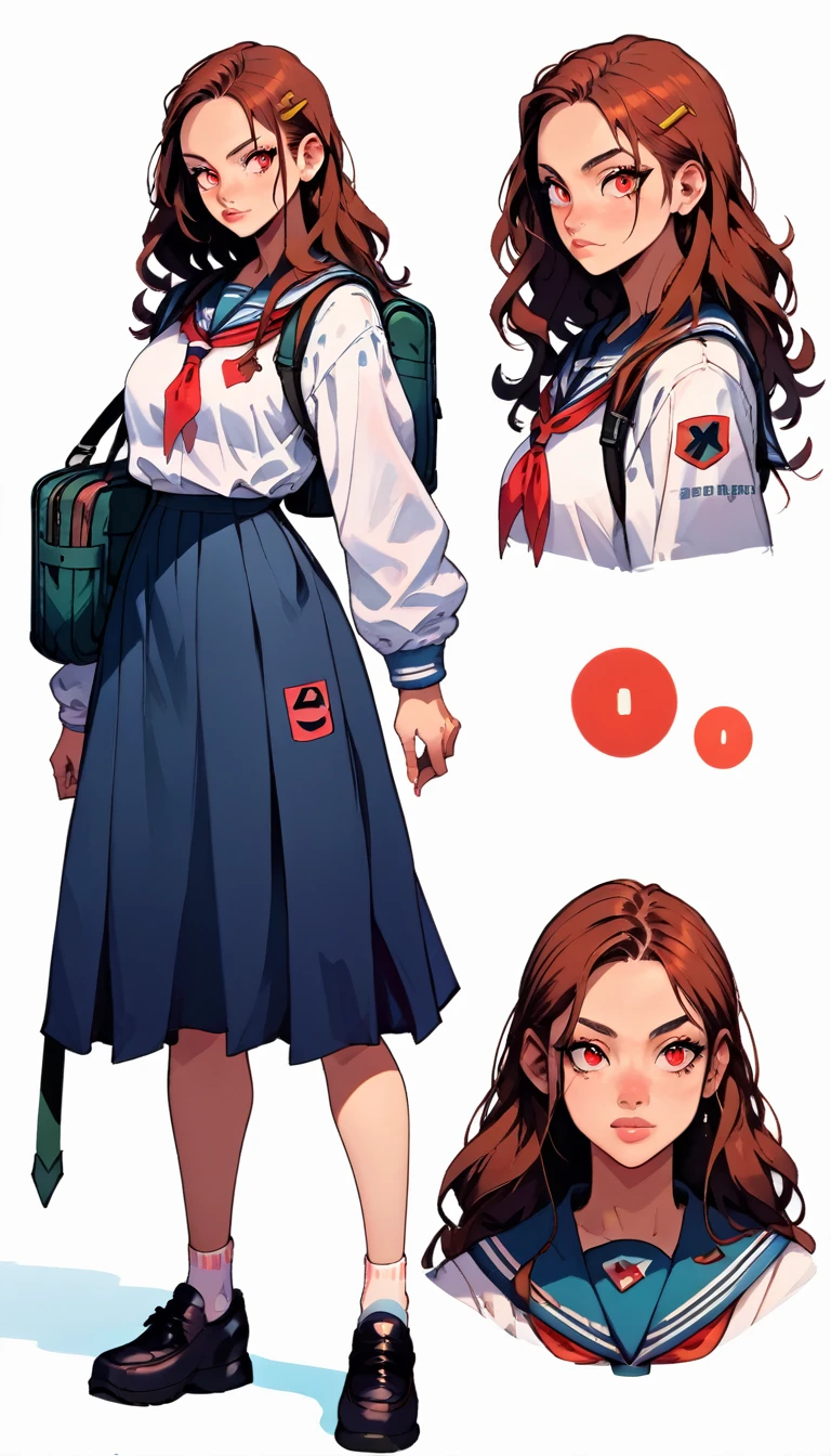 score_9, score_8_up, score_7_up, score_6_up, (CharacterSheet:1), 1girl, student, school uniform, bag, thick thighs, white long hair, red eyes, big breast, simple white background, dynamic pose, sexy, reference sheet, (full body, from side, front:1.1), upper body, cartoon,
 CharacterDesignXL 