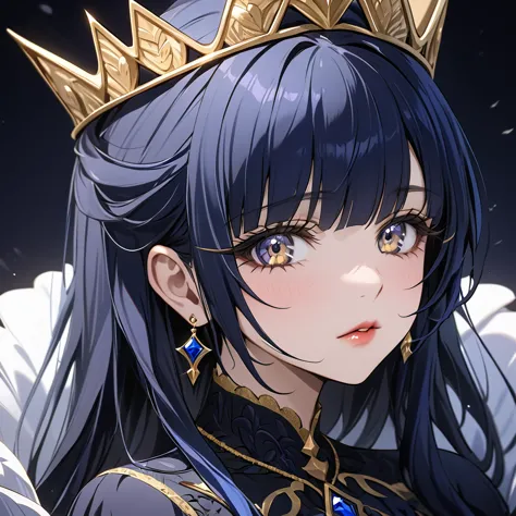 ((highest quality)), ((masterpiece)), (detailed), （perfect face）、the woman is reika aoki, an evil queen with midnight blue semi-...