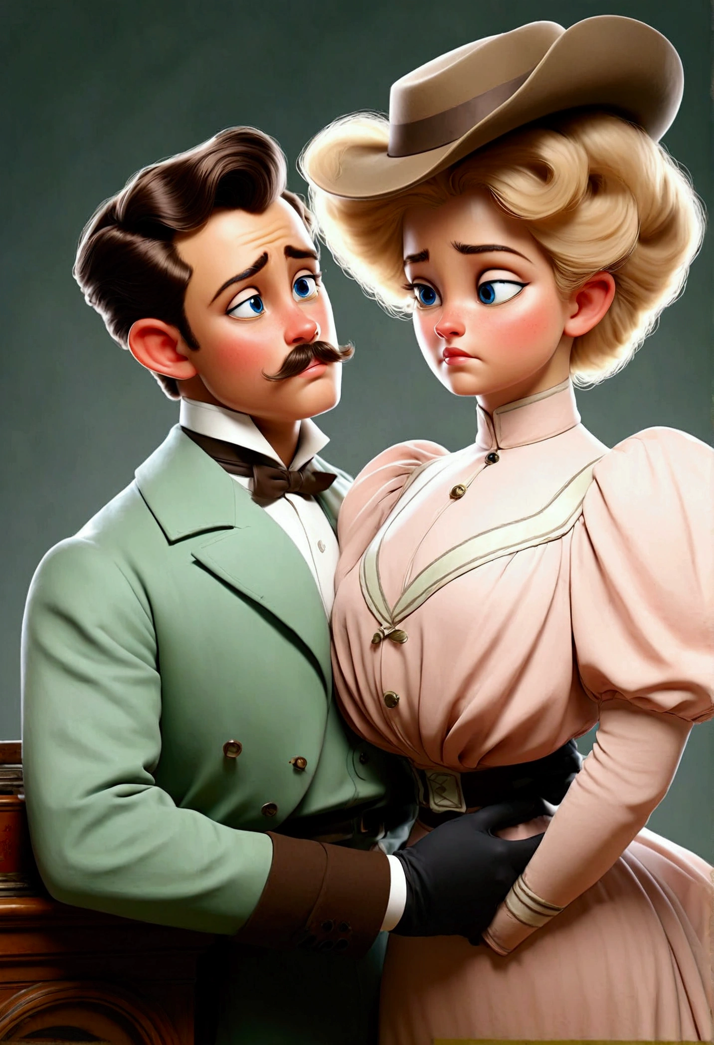 Voluptuous 14yo blonde Gibson Girl thot ogled at by a horny 69yo gentleman. Year 1905. 1905_dr3ss