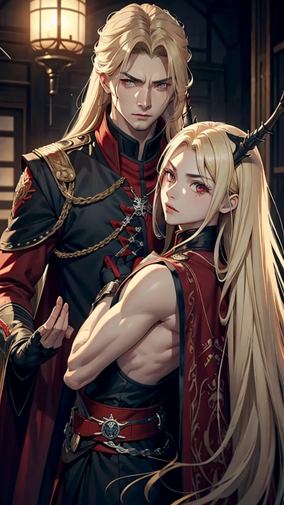 naughty man. vampyre. Youngh.stark, brawny. Cao Cao. Blonde and red eyes. Russian general&#39;s outfit.