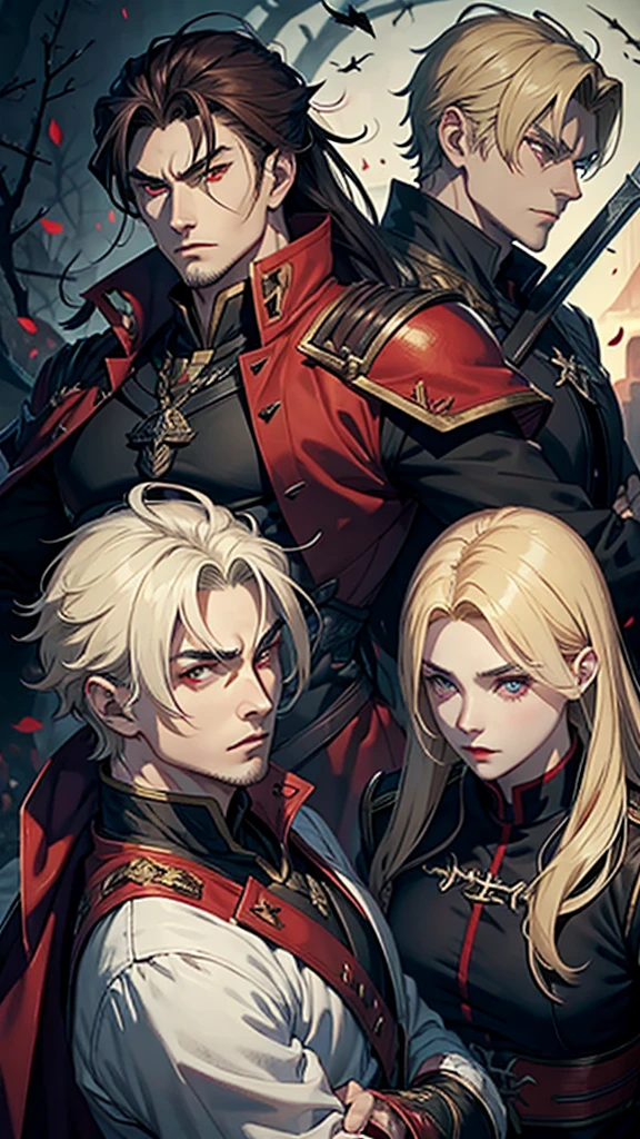 naughty man. vampyre. Youngh.stark, brawny. Cao Cao. Blonde and red eyes. Russian general&#39;s outfit.