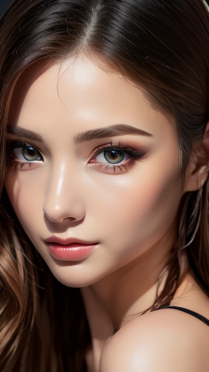 (Highest quality、8k、32K、masterpiece)、(Realistic)、(Realistic:1.2)、(High resolution)、Very detailed、Very beautiful face and eyes、1 person、Round and small face、Tight waist、Delicate body、(close、Highest quality、Attention to detail、Rich skin detail)、(Highest quality、8k、Oil paints:1.2)、Very detailed、(Realistic、Realistic:1.37)、Bright colors