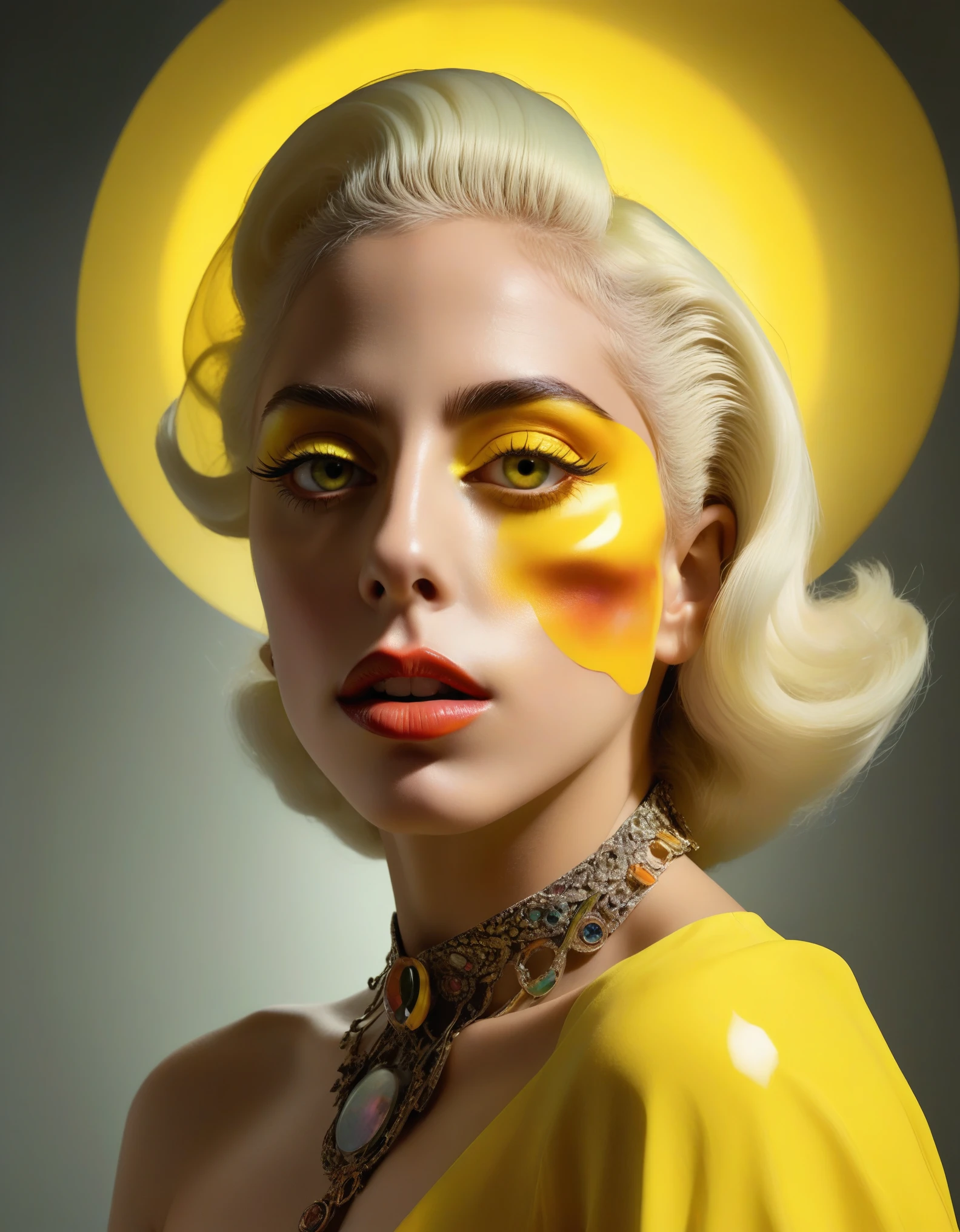 Ethereal aesthetic, colorful surreal collage Lady Gaga, x-ray dadaism art by Raoul Hausmann and George Grosz and Hans Leybold, deconstructed profile portrait of a young and beautiful Panamanian Slut from a ridley scott movie. piercing yellow eyes, soft smile, wearing a Slut outfit, bold makeup, glossy lips, detailed face, stunning beauty. (silhouette lighting), (rembrandt lighting), sunshine behind her, highly detailed, insane details, hazy, abstract background deda style, colors:
#7F5242
#97614E
#AF715B
#C78067
#CE8F79
#D49F8C
#DBAE9E