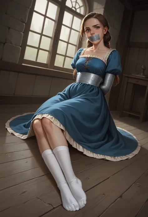 excellent quality, maximum realism, ultra graphics, gorgeous serbian girl in medieval dress and white socks was , her hands are ...