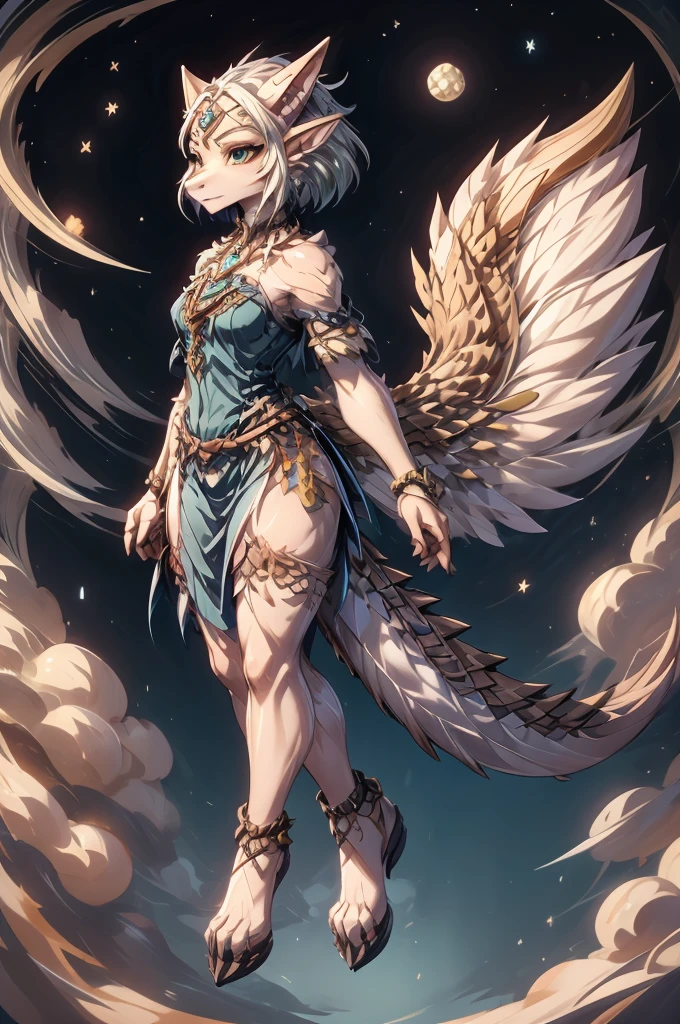 anime character of a woman with a dragon like head and a dragon like tail, concept art by senior character artist, trending on polycount, furry art, spirit fantasy concept art, detailed full body concept art, beautiful full body concept art, detailed full body concept, character design art, anthro concept art, female anthropomorphic wolf, character design contest winner