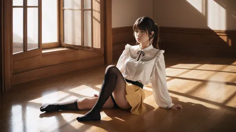 (indoor), (window), (masterpiece), (最high quality), (very detailedな), (best shadow), (photorealistic:1.4), frilled blouse, skirt...