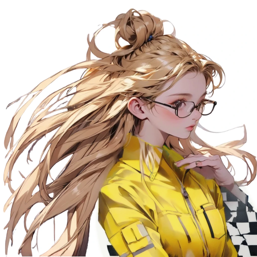 Yellow workwear、Yellow jumpsuit、Grey inner、Checkered collar