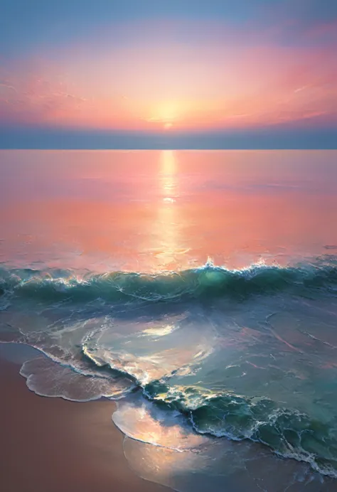 painting, style scott nesmith, maranov, smoothness gradient surface of the sea goes over the horizon merging with the absolutely...