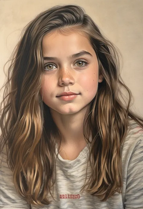 stunning colour graphite sketch of a beautiful ohwx 12years old girl portrait, (by alyssa monks:1.1), by joseph lorusso, by lili...