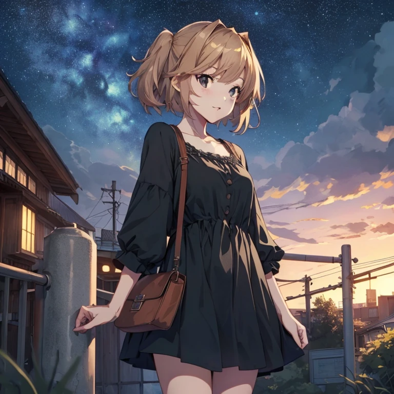 HachijouCasualKC, (Casual) dress,
(masterpiece:1.4),(best quality:1.4), (premium:1.4), (great illustration:1.4), (ultra-detailed:1.4),(art CG, 8K), KonishiCSA,
 full body,Starry Sky,