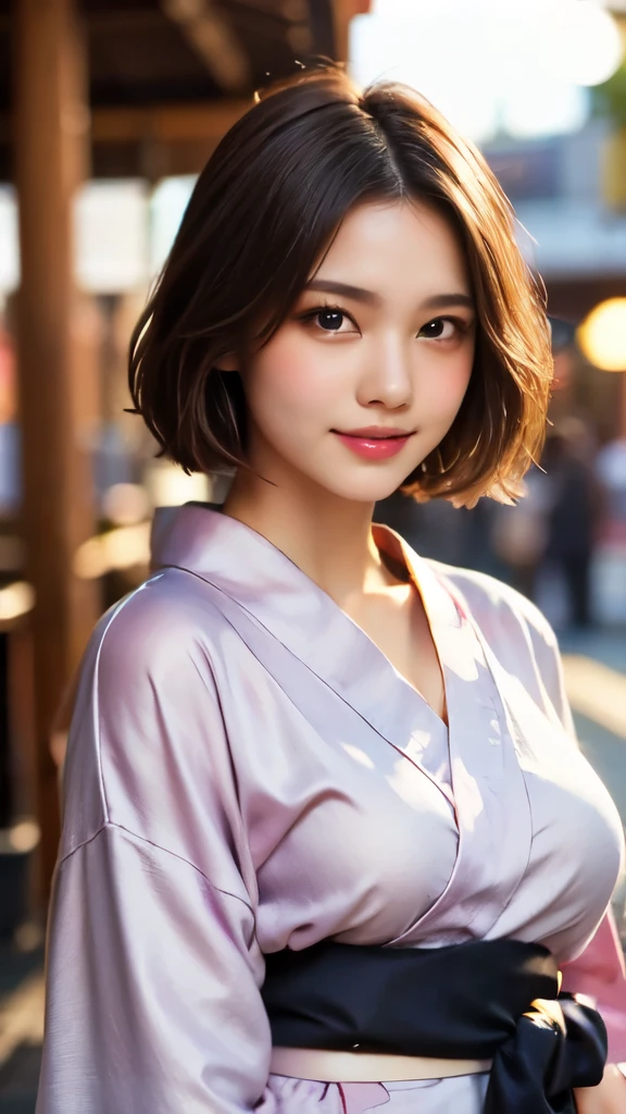 8k,Highest quality,(masterpiece:1.2),(Realistic),(Realistic:1.37),Ultra-high resolution,1 female college student,city,smile,Beautiful Eyes,Summer festival,(((Beautiful yukata))),Big Breasts,Perfect body,Perfect Fingers,Professional Lighting,gravure,Detailed face and skin texture,fine grain,RAW Photos