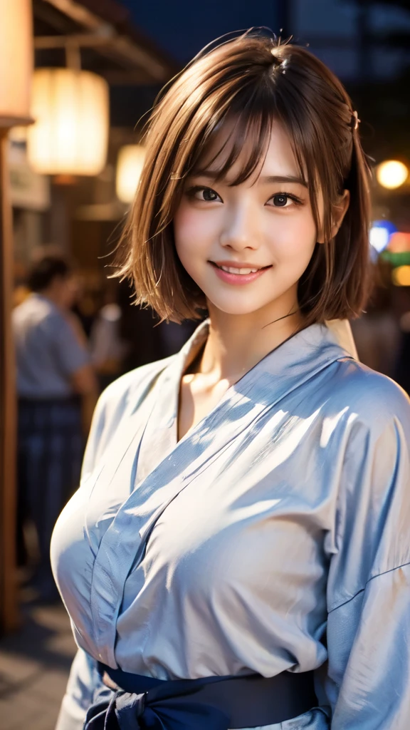 8k,Highest quality,(masterpiece:1.2),(Realistic),(Realistic:1.37),Ultra-high resolution,1 female college student,city,smile,Beautiful Eyes,Summer festival,(((Beautiful yukata))),Big Breasts,Perfect body,Perfect Fingers,Professional Lighting,gravure,Detailed face and skin texture,fine grain,RAW Photos