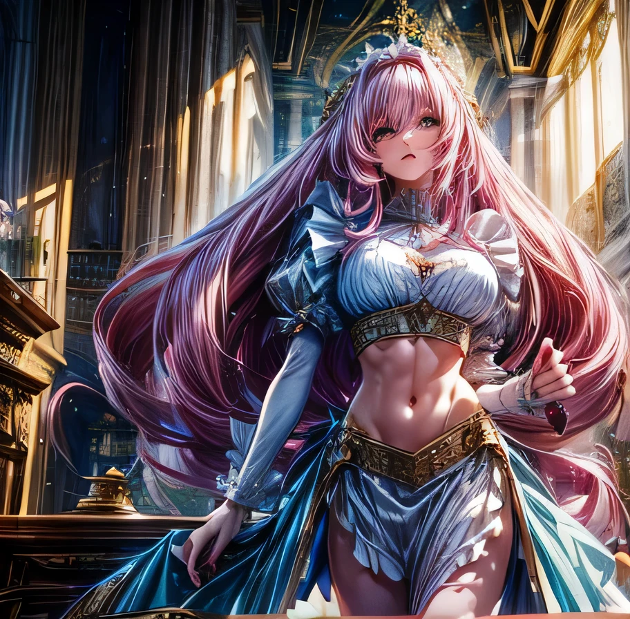 　NOD 　Game Characters　Dorothy　Long pink hair　Sexy pose　High-class maid outfit with exposed midriff　Muscular　Palace of Versailles　Beauty
