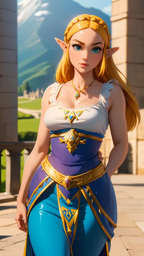 ((masterpiece)), ((best quality)), (detailed), perfect, alone, zelda, gorgeous woman, princesa zelda como reina de spain, (((en ...