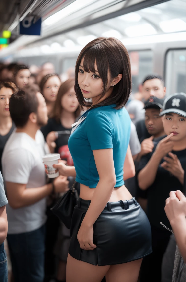 (Crazy behavior:1.8) Japanese women, Huge Ass:1.5, Extra large ass,(White short sleeve shirt,Dark blue ribbon,Pleated short skirt, Dark brown shoulder-length hair,bangs,ear:1.2),Grab your ass, in the train, Grab me by the buttocks, 彼女の周りの複数の男性が彼女のGrab your ass, Grab your ass, Multiple hands, masterpiece, Highest quality, Very detailed, Crazy behavior, Men in the crowd, Crowdsurfing, Very realistic face, Very realistic eyes, Men in the crowd around her, Someone grabs her body, I held my ass, Crazy behavior, masterpiece, Highest quality, Very detailed, 1 person, Multiple hands, Grab your ass with the crazy crowd, Grab your chest, The men around her, A compressed body, 多くの人がGrab your ass, Be beaten, pull clothes, Very wet and sweaty, Grab clothes, (There are no women in the crowd:1.5), Man in a tie、Back view