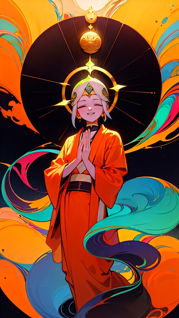 Shakyamuni Buddha、psychedelic 、Paradise、love、mercy、Halo、Smile、Lotus Garden、male、Mandala、Black Art