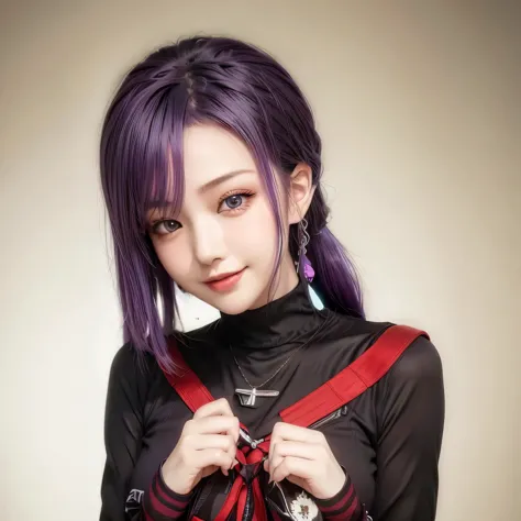 purple hair, masterpiece, best quality, cg, wallpaper, hdr, high quality, high-definition, extremely detailed, smile, cute girl,...