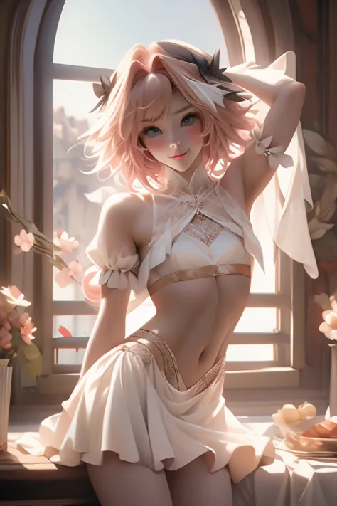 ((masterpiece)), ((best quality)), (detailed), astolfo, beautiful, beautifu and slim perfect body, slim body, really female, sli...