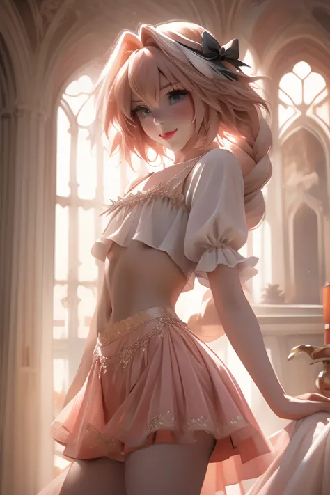 ((masterpiece)), ((best quality)), (detailed), astolfo, beautiful, beautifu and slim perfect body, slim body, really female, sli...