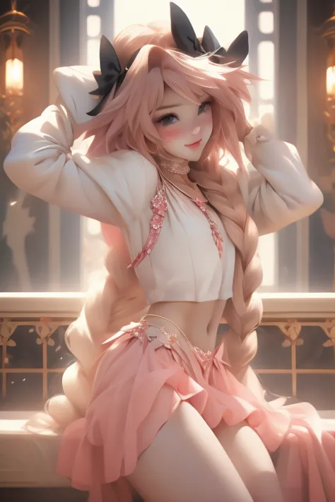 ((masterpiece)), ((best quality)), (detailed), astolfo, beautiful, beautifu and slim perfect body, slim body, really female, sli...