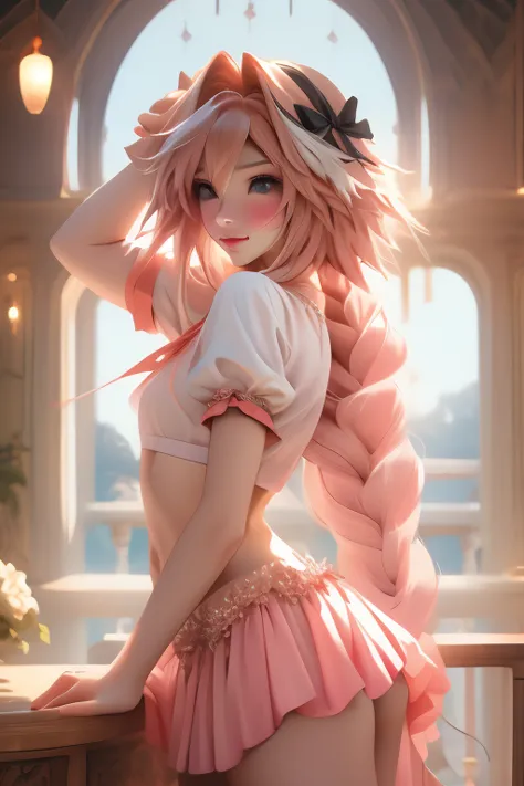 ((masterpiece)), ((best quality)), (detailed), astolfo, beautiful, beautifu and slim perfect body, slim body, really female, sli...