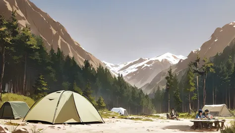 background,camp site,in the mountains,noon