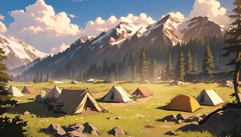 background,camp site,in the mountains,noon