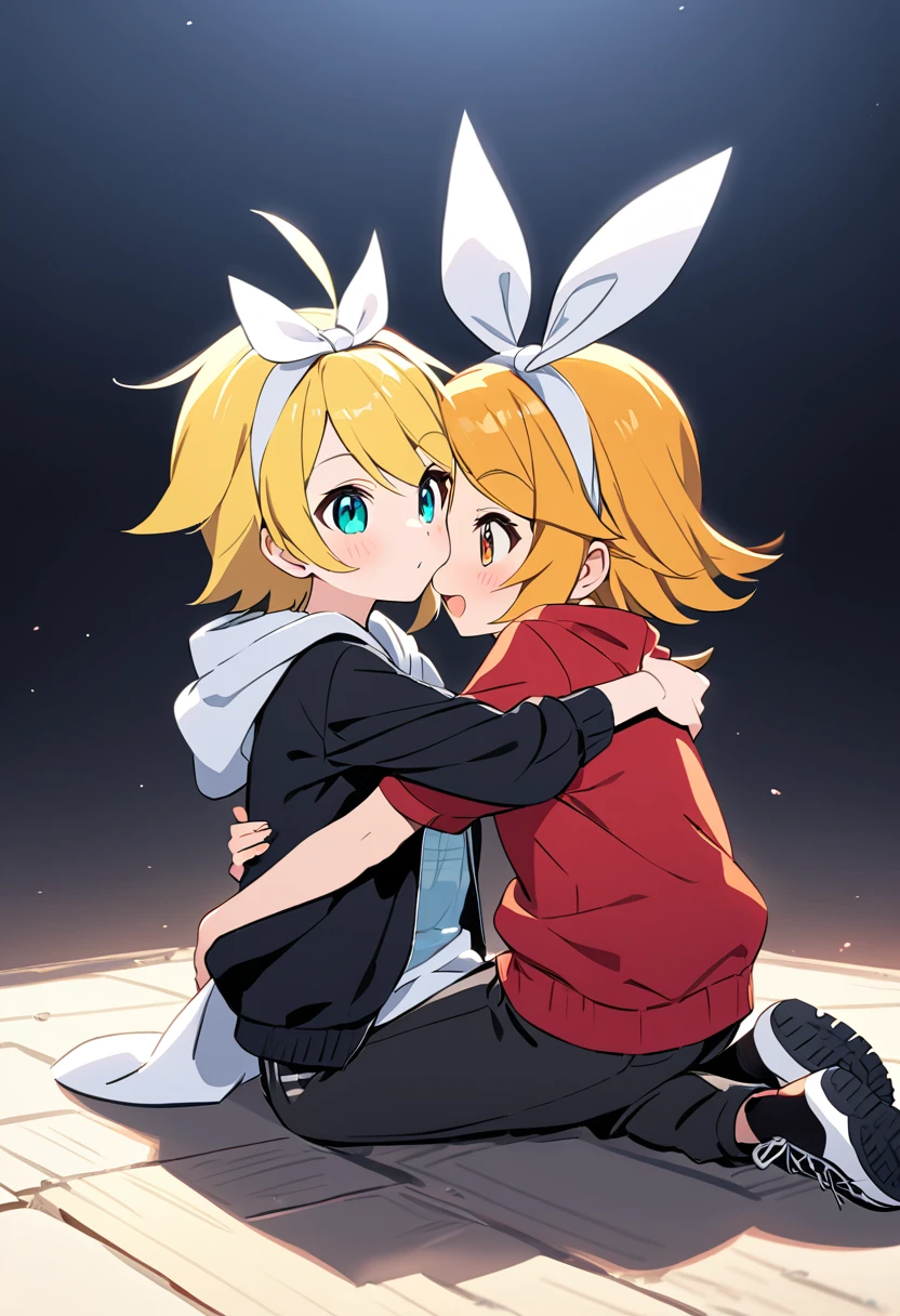 Kagamine Rin and Kagamine Ren, Style 5,hug.pants.juvenile