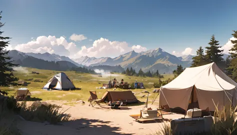 background,camp site,in the mountains,noon