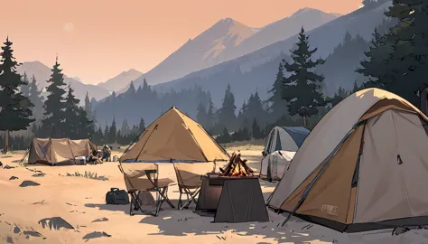 background,camp site,in the mountains,noon