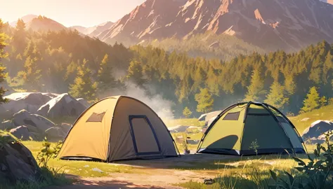 background,camp site,in the mountains,noon