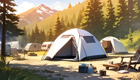 background,camp site,in the mountains,noon