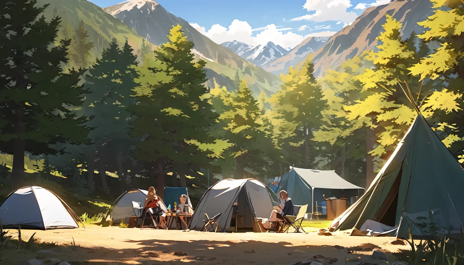 background,camp site,In the mountains,noon