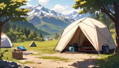 background,camp site,in the mountains,noon